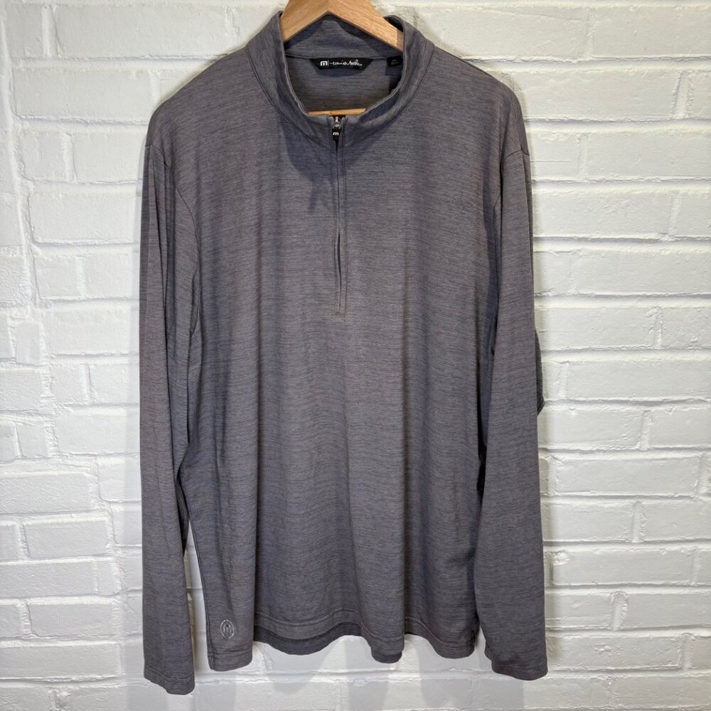Travis Mathew Zachary 1/2-Zip Pullover Sweater Golf Pockets Gray Men's XXL